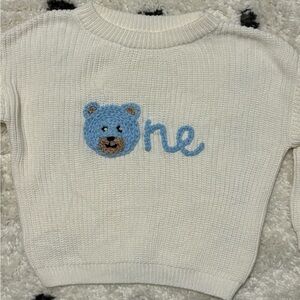 Hand Embroidered Bear One sweater